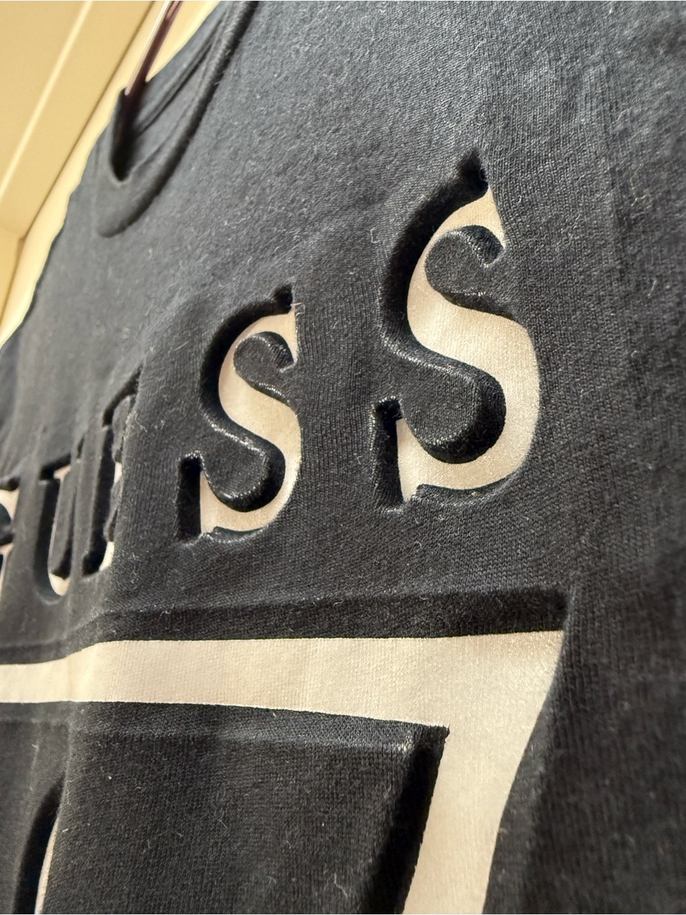 GUESS Black Graphic Reflective Logo Short Sleeve Tee - Picture 2 of 4